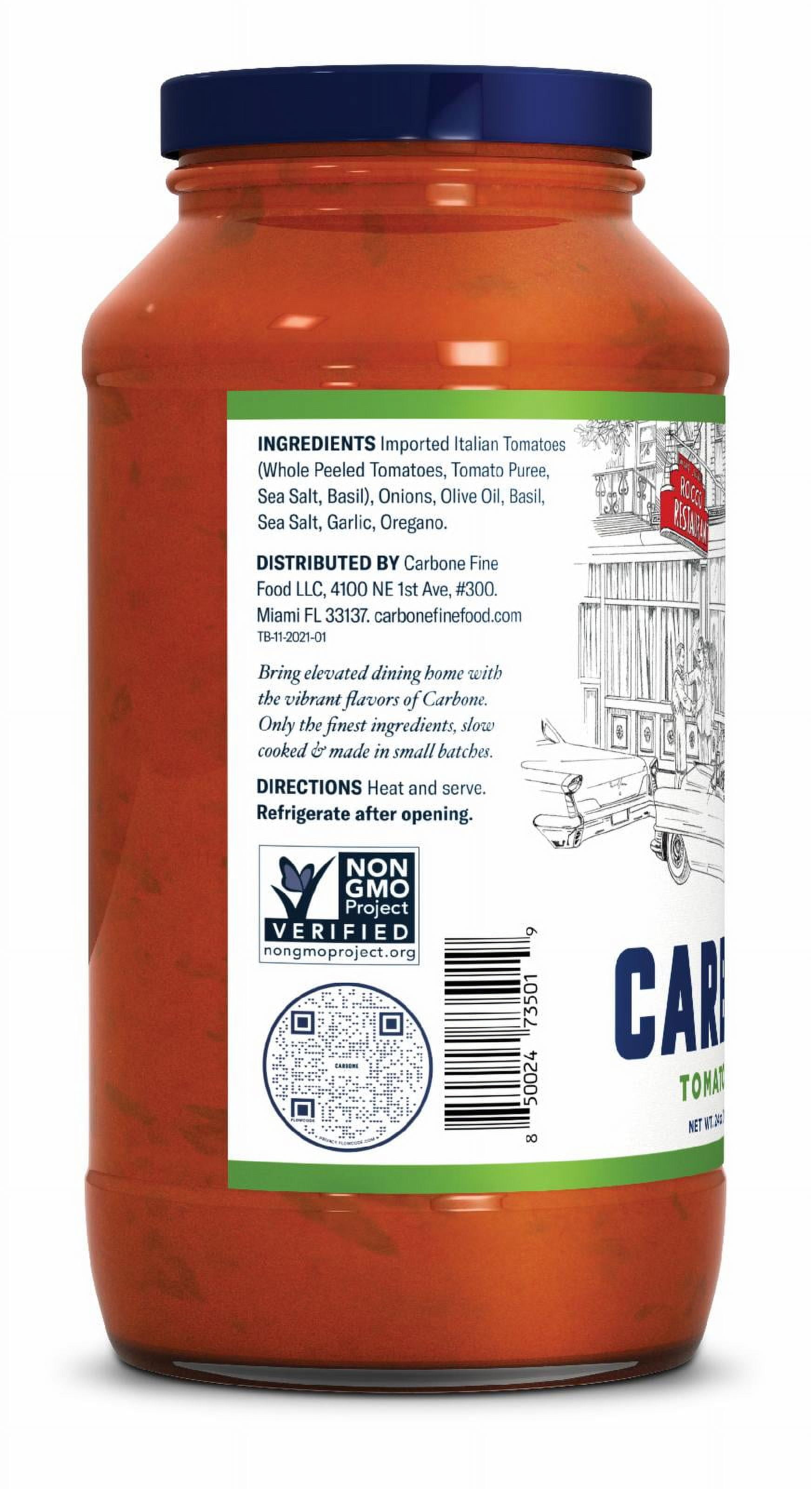 Carbone Pasta Sauce 24oz (2 Pack), Marinara & Tomato Basil, Kosher, Project-Non GMO Verified, Made by Award Winning Chefs, Imported Italian Tomatoes, Keto Friendly