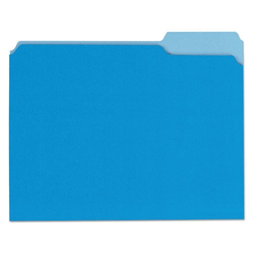 File Folders, 1/3 Cut One-Ply Top Tab, Letter, Blue/Light Blue, 100/Box -UNV10501
