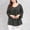 Dark Gray, variant on Women 3/4 Sleeve Tops Solid Round Neck Raglan Ruffle Plus Size Pull Over Fall Shirts