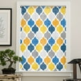 thumbnail image 4 of Yellow Blue Morocco Pattern Semi Sheer Curtains Drapes for Living Room, Bedroom, French Doors Window 54 Inches Long, Modern Moroccan Geometric Rod Pocket Chiffon Curtain Drapery Voile Drape Panel, 4 of 6