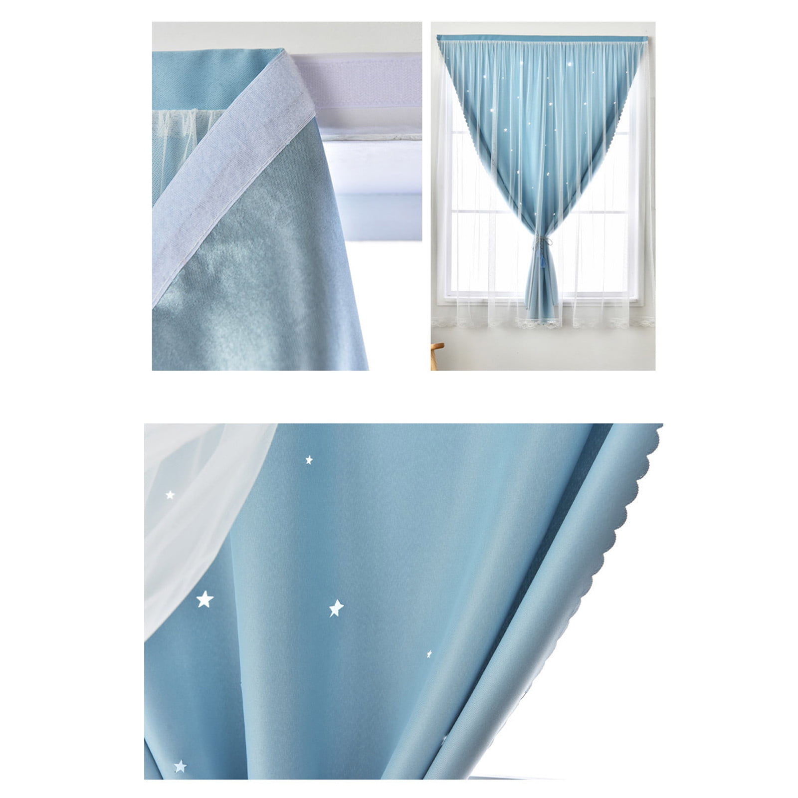 Blackout Curtains with Sheer Overlay Noise Reduction Panels for Bedroom and Living Room Light Blocking and Energy Saving, 59.05*39.37 inches, Set of 1