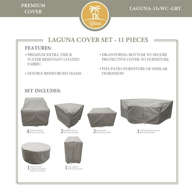 Housse de Protection LAGUNA-11c Sertie en Gris