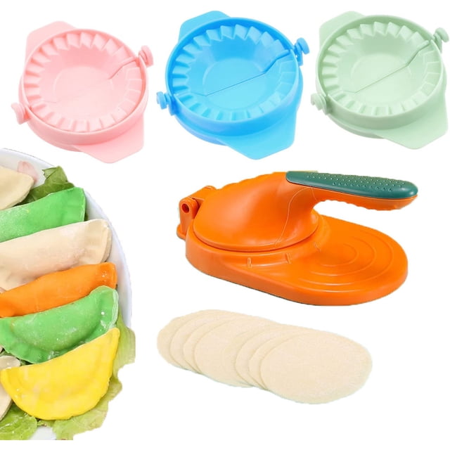 Dough Presser Dumpling Skin Maker with 3PC Dumpling Press Molds, Plastic Manual Dumpling Wrapper Presser for Making Chinese Dumpling Pie Ravioli Empanadas Quickly Save Manpower Convenient