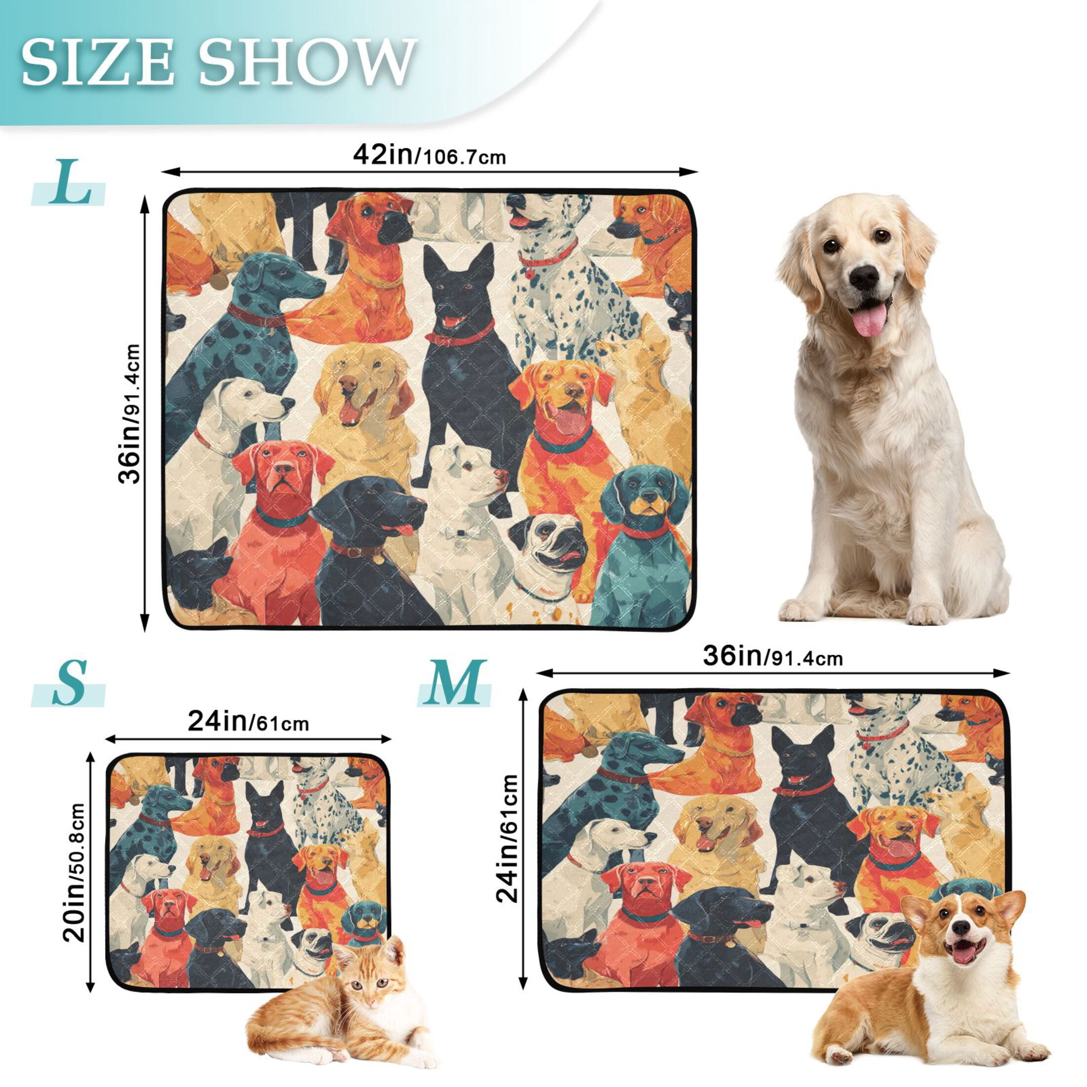 IAUYY Washable Pee Pads for Dogs Smallx3 Absorbent and Leak-Proof Non-Slip Reusable Puppy Pee Pads for Dogs Applicable to Playpen Potty Crate Colorful Puppy