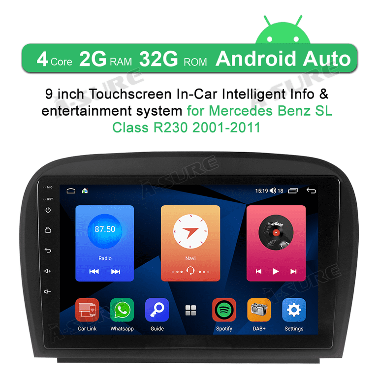 2G 64G Android 13 Carplay Autoradio per Mercedes Benz Smart Fortwo W451 2011-2015 con Android Auto, 9 Touch Bildschirm Radio con GPS WiFi Bluetooth FM/RDS Radio Hi-FI SWC 2USB AHD Rückfahrkamera