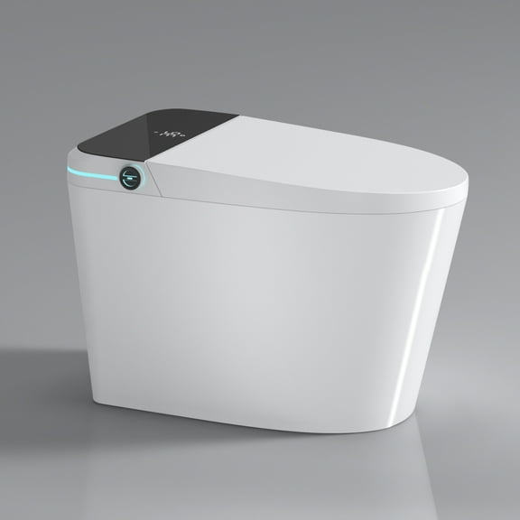 Modern Smart Toilet with Bidet Seat, Intelligent Toilet Auto Open/Close Seat, Foot Sensor, LED Display, Night Light, Warm Water & Dryer