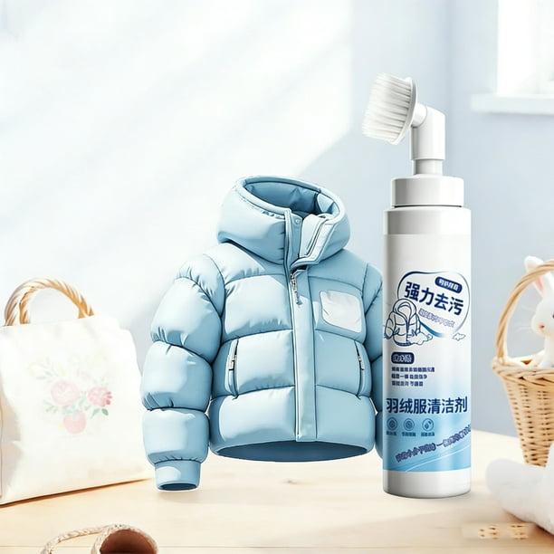Limpiador de plumas 208ml | Detergente para la ropa sin agua sin lavar | Aplicador de pincel incorporado | Eliminación rápida de manchas y olores en ropa | Compacto para Viajes y Uso Doméstico |