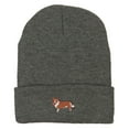 thumbnail image 5 of Corgi Dog Embroidered Long Beanie - Dk Grey OSFM, 5 of 5