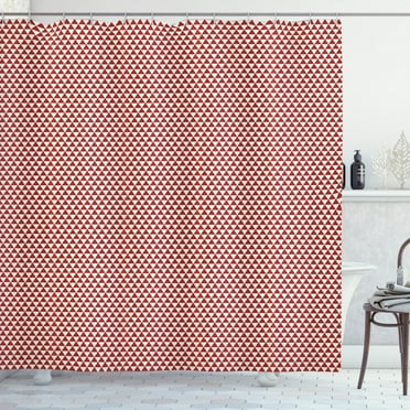 Ambesonne Geometric Shower Curtain, Bicolor Triangles, 69"Wx70"L, Ruby and Cream