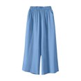 thumbnail image 4 of Lenpel Women's Capri Pants Loose Elastic High Waisted Wide Leg Casual Trousers Cropped Palazzo Pants with Pockets, 4 of 7