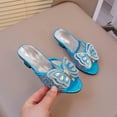 thumbnail image 4 of WOYY Girls Rhinestone Bow High-Heeled Slippers Leather Party Dress Shoes Sandals, 4 of 4