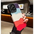 thumbnail image 6 of for iPhone 15 Pro Max Case,Cute Art Pattern Painted Bumper Full Camera Lens Protection Case for Women Girls,Colorful Wavy Printed Style Durable Anti-Bump TPU Shockproof Case,Colorful Red Waves, 6 of 17