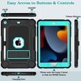 thumbnail image 3 of SUPNICE New Case for iPad 9th/ 8th/ 7th Generation (2021/2020/ 2019), iPad 10.2 Case with Pencil Holder & Kickstand, Anti-Slip 3-Layer Protective Kids Case for iPad 10.2-inch, Black and Turquoise, 3 of 8