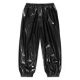 thumbnail image 3 of Alvivi Kids Girls Boys Modern Jazz Hip Hop Dance Costumes Shiny Metallic Dance Pants Trousers Leggings Black 13-14, 3 of 5