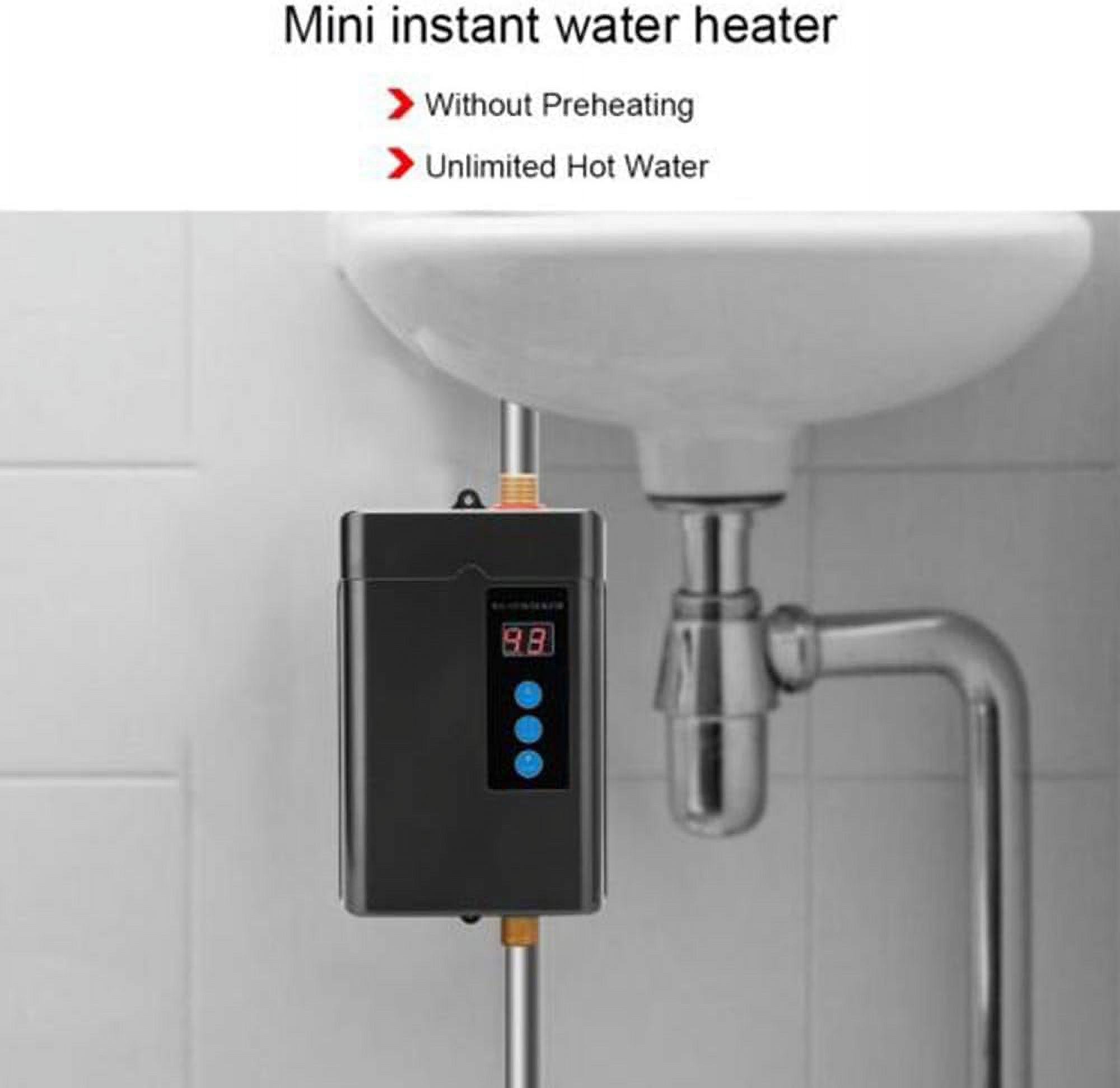 Tankless Water Heater Electric 3KW 110V With Remote Control Temperature Display Electric Tankless RV Water Heater for Under Sink Tap Home