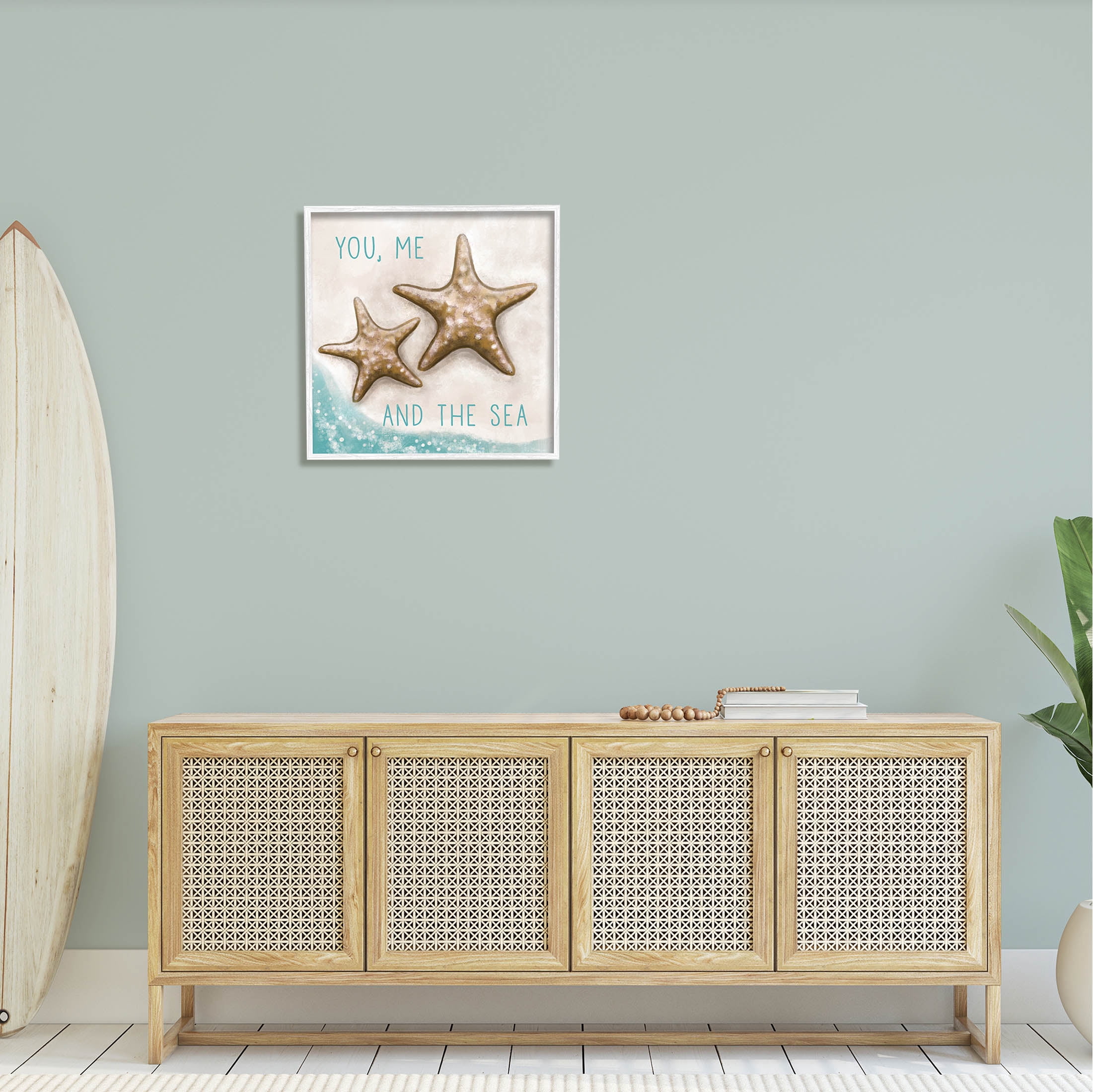 Stupell Industries You Me & Sea Romantic Beach Lover Graphic Art White Framed Art Print Wall Art, Design by Elizabeth Tyndall