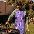 thumbnail image 4 of Purple Butterfly Flower Pattern Apron-Garden Aprons for Women with Pockets-Cotton Linen Waterproof Kitchen Cooking Gardening Aprons Adjustable for Kitchen,Cooking,BBQ and Salon 33x27 Inch, 4 of 7