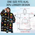 thumbnail image 4 of Oversized Wearable Blanket Hoodie,Colorful Games Star Black Pattern Sherpa Blanket Hoodie with Super Pockets,Super Warm Fuzzy Pullover for Women & Men, 4 of 6