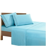 4 Pieces Bed in a Bag Sheet Set California King, Aqua Blue