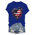 thumbnail image 6 of TOWED22 American Flag Patriotic T-Shirt Women 4th of July Gift Shirt USA Flag Stars Stripes Graphic Short Sleeve Casual Tops(Blue,M), 6 of 6