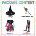 thumbnail image 3 of Alaiyaky Girls Miss Matched Witch Halloween Fancy Dress Outfit, Child Girls Colorful Rainbow Halloween Witch Costume, 3 of 8