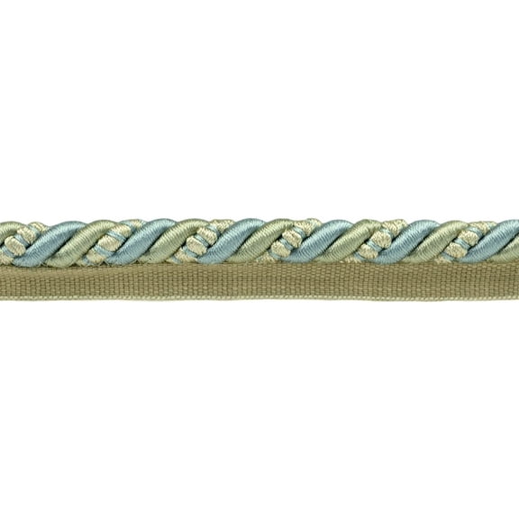 5/8" (1.5cm) Ellora Collection Large Twisted Decorative Rope Cord with Lip | Cord Trim # 0058EL,, Teal Sage Green #EL05 (Sage Green, Light Green, Teal Blue) Sold By The Yard (36"/3 ft/0.9m)