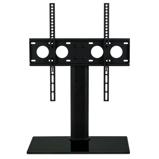MountIt! Universal Table Top TV Stand Base, Black Glass and Steel