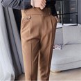thumbnail image 4 of Mens Cargo Pants Slim Fit Feet High Waist Business Solid Color Casual Suit Workwear, 4 of 8