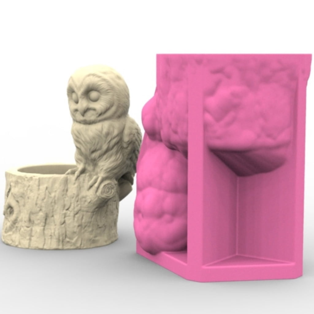 Aurgiarme Creative Owl Silicone Mould Succulents Pots Moulds Concrete Planter Molds Resin Crafting Molds for Hand-Making Lover