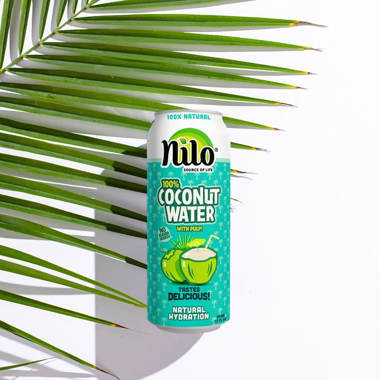 3 pack) NILO 100% Pure Coconut Water with Pulp, Hydrating