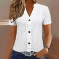 thumbnail image 2 of Bmawag Spring Tops for Women Short Sleeve V-Neck Solid Color Plus Size Open Front Cardigan Pullover Blouses Women's Fashionable Dressy Casual Loose Shirts Gifts for Women White XL, 2 of 6