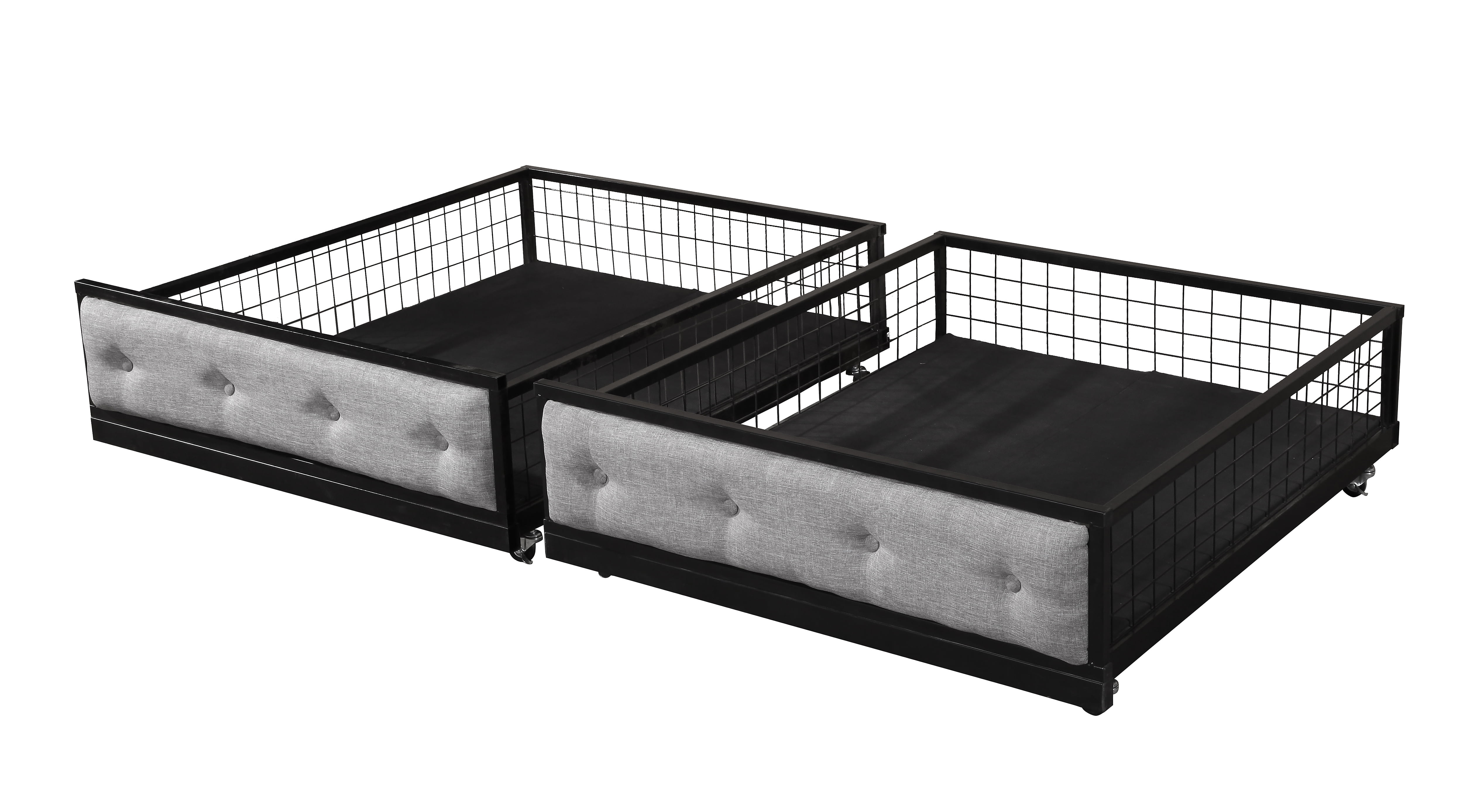Home Source Ed Set Of 2 Underbed Rolling Tufted Wire Drawers Underbed Rolling Tufted Wire Drawers