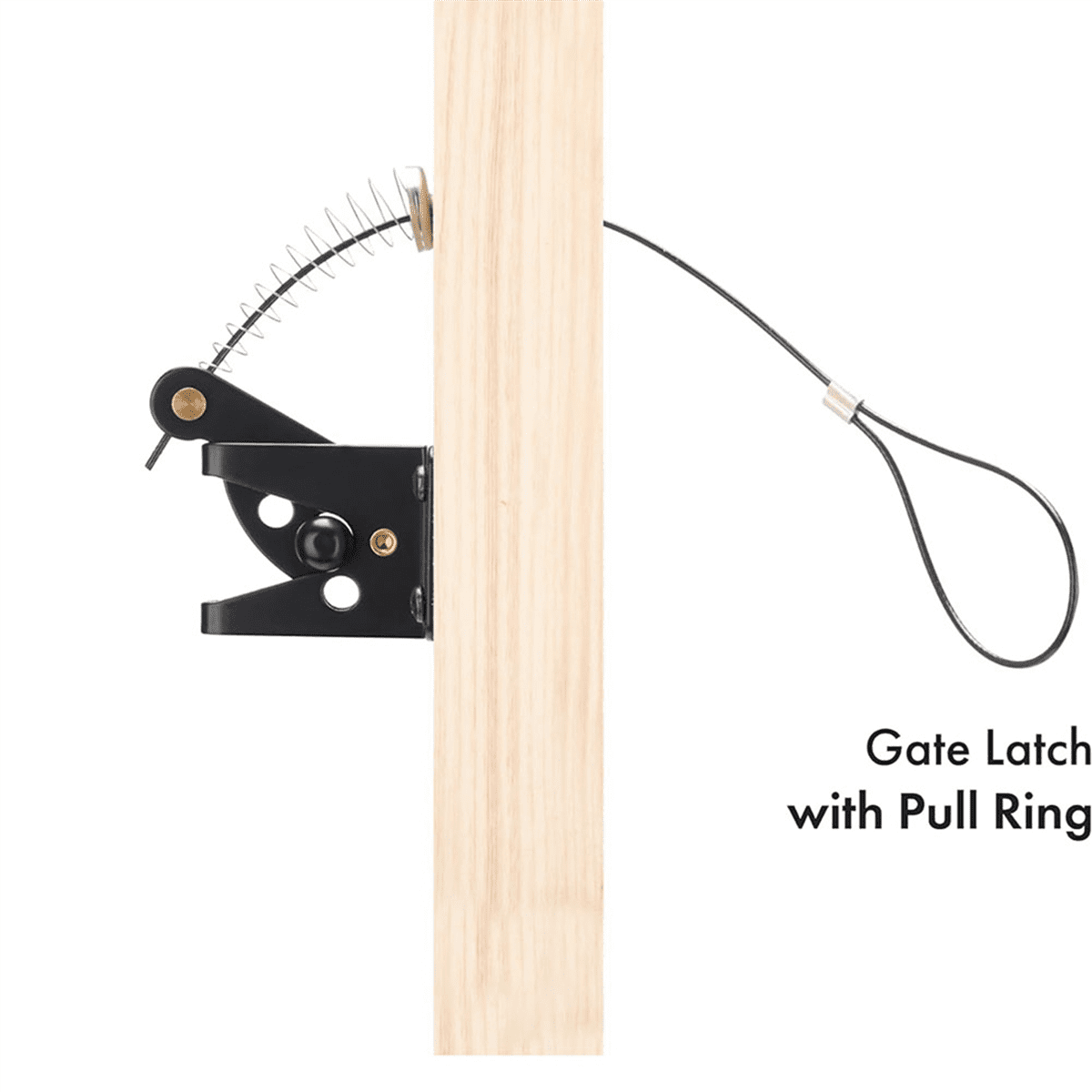 3X Self Locking Gate  for Wooden Fence Heavy Duty, Steel Spring Cable Pull String Gate Hardware Gate Lock