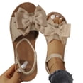 thumbnail image 4 of YgkuHd Women's Casual Flat Sandals Thong Style Oversized Soft Bow Toe Strap Espadrille-Inspired Sole Comfort Khaki,5.5, 4 of 8