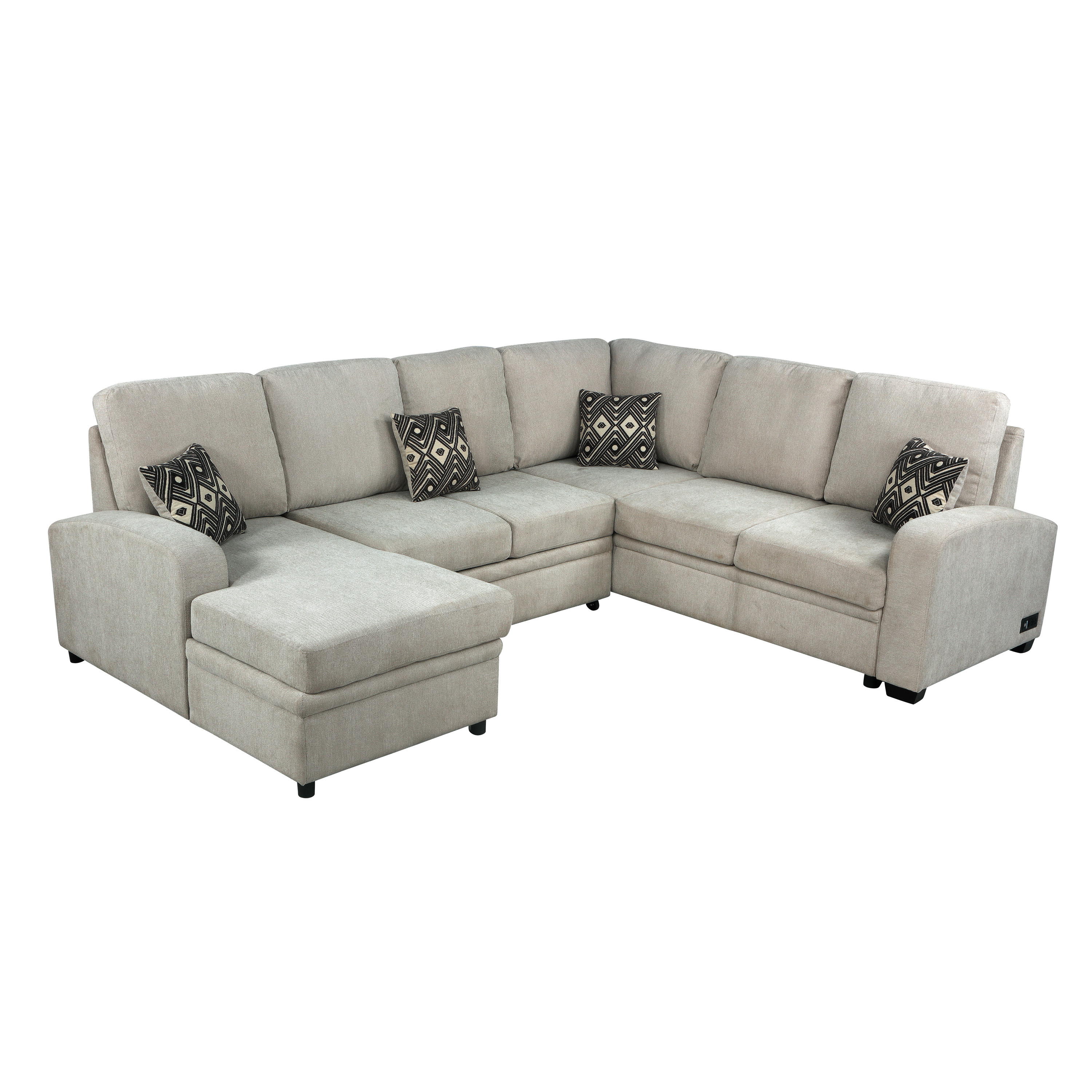 Serta Blair Multifunctional Indoor Sectional Sofa with USB & Power, Beige - image 3 of 11