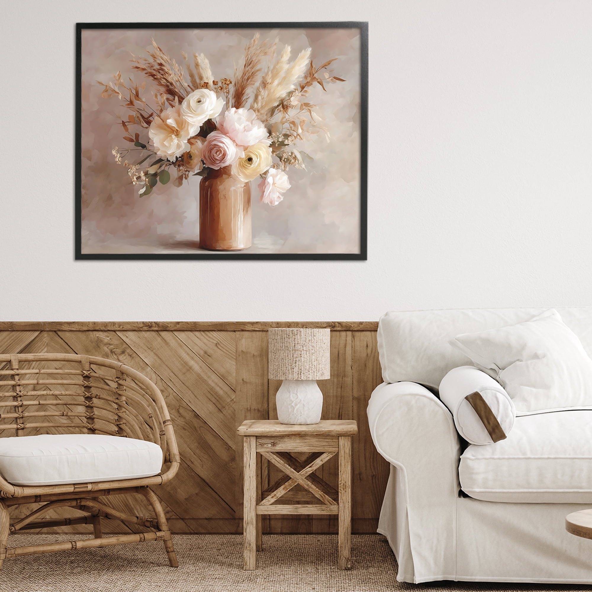 Stupell Industries Elegant Wheat Bouquet in Vase Black Framed Giclee Art, design by Franklyn Gregory