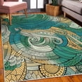 thumbnail image 3 of Abstract Decorative Rug, Ocean Inspired Graphic Paisley Pattern Swirled Hand Drawn Art Print, Quality Carpet for Bedroom Dorm and Living Room, 6 Sizes, Dark Seafoam, by Ambesonne, 3 of 4