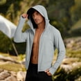 thumbnail image 2 of Stamzod Fishing Shirts for Men Long Sleeve Zip Up Sun Hoodie with Mask And Brim Uv Protection Rash Guard Gray XXXXL, 2 of 9