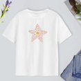 thumbnail image 1 of Tops de manga corta para mujer, camisetas suaves a la moda con estampado de verano, ropa de calle, camisetas con cuello redondo para uso diario, despl Blanco, 1 of 10