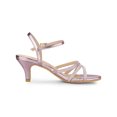 thumbnail image 4 of BLISSFUL STEP Women's Shoes Rhinestone Ankle Strap Kitten Heel Open Toe PU Buckle Sandals  Pink 7, 4 of 8