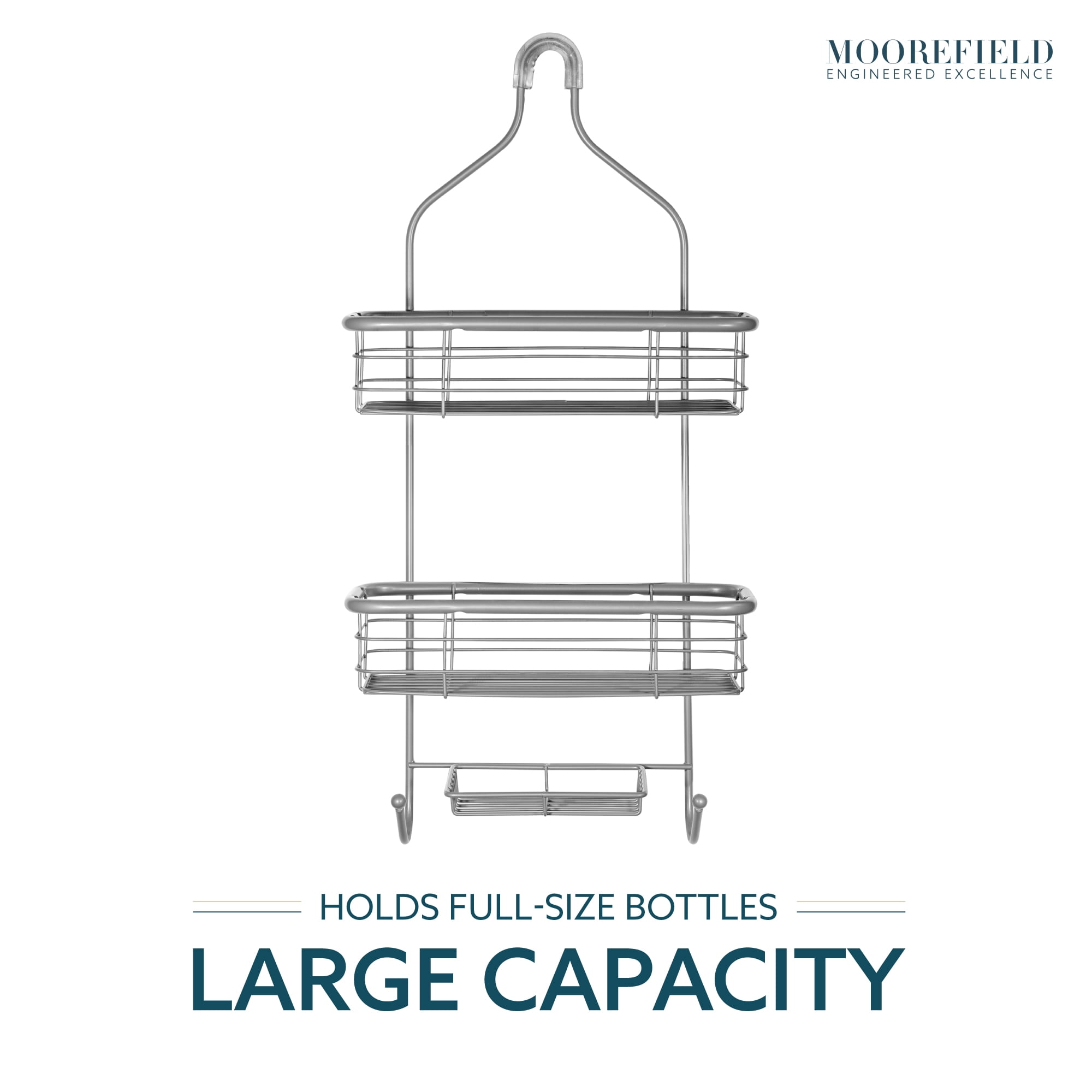 Moorefield 3-Tier Hanging Shower Caddy with Suction Cups, Non-Slip Neck, Bathroom Organizer, Matte Gray