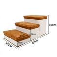 thumbnail image 2 of Escalera plegable para perros, suave y elástica, de gran capacidad, con 3 compartimentos de almacenamiento, ideal para subir escaleras de cachorros, para sofá cama alto, color marrón, 2 of 12