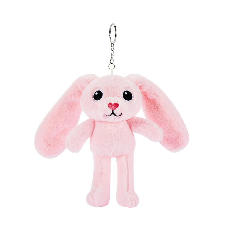 Stuffed Cartoon Bunny Dolls Plush Rabbit Toy with Retractable Pulling Ears  for Home Decorations Gift,Key Chain Rabbit Plush Toy 