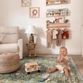 thumbnail image 4 of General Washable Oriental Area Rug - 9x12 Rugs for Living Room Soft Carpet for Bedroom Waterproof Floral Distressed Indoor Stain Resistant Non-Shedding Floor Carpets (Green, 9x12), 4 of 12