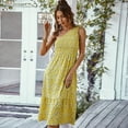 thumbnail image 1 of Summer Dresses for Women Maxi Dress Fashion Dress Vest One Shoulder Print Swing Skirt, 1 of 6