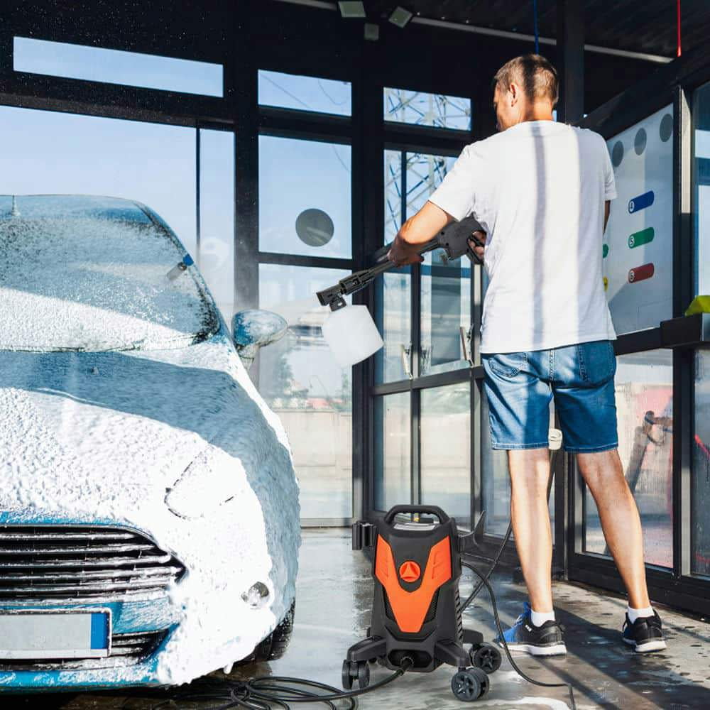 Spaco 2400 PSI 1.7 GPM Electric Pressure Washer, Pressure Washer with 4 Universal Wheels, Orange