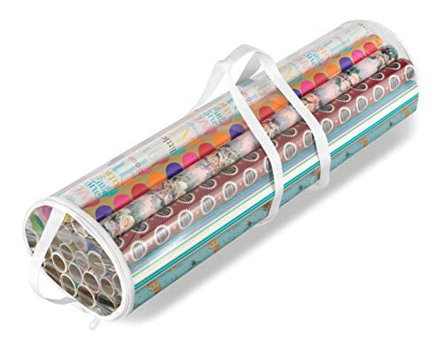 Whitmor Clear Zippered Storage for 25 Rolls Gift Wrap Organizer 