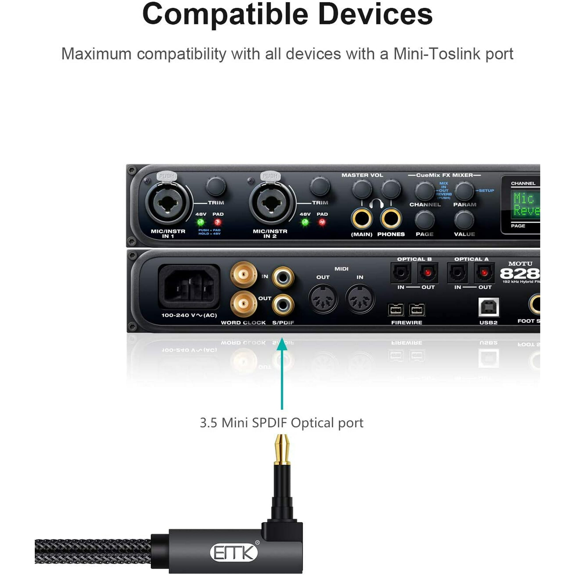 EMK – câble optique Toslink vers Mini Toslink, 3.5mm, 3.5mm, connecteur  plaqué or 24K, adaptateur de câble Audio optique - AliExpress