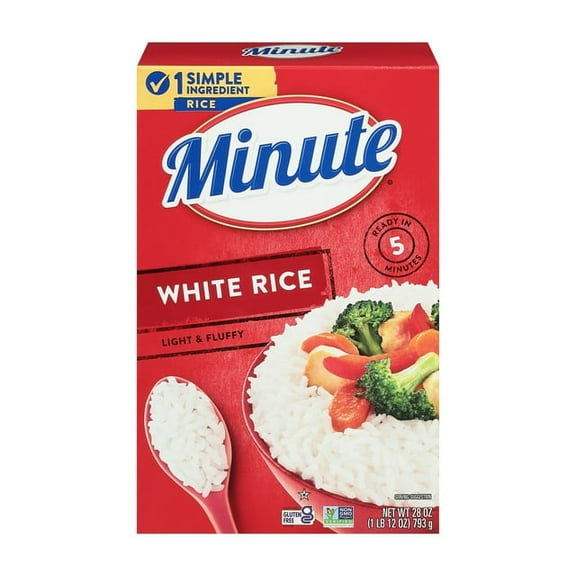 Minute Instant White Rice Light and Fluffy Gluten Free 28 oz (Pack of 2)