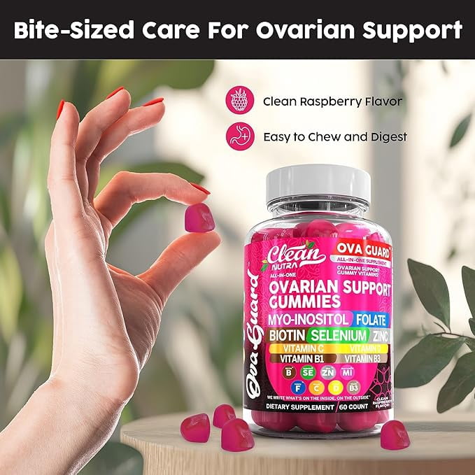 Ovarian Health Support | Myo-Inositol & D-Chiro Inositol Gummies | Folate Selenium Zinc Vitamin C D B1 B3 Maca Root Ashwagandha Choline Bitartrate Flax Seed Stinging Nettle N Acetyl Cysteine Clean